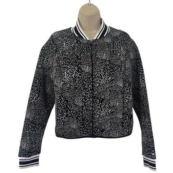 Fabletics Woman's Sz S Tia Black White Mesh Back Bomber Jacket - Picture 2 of 6